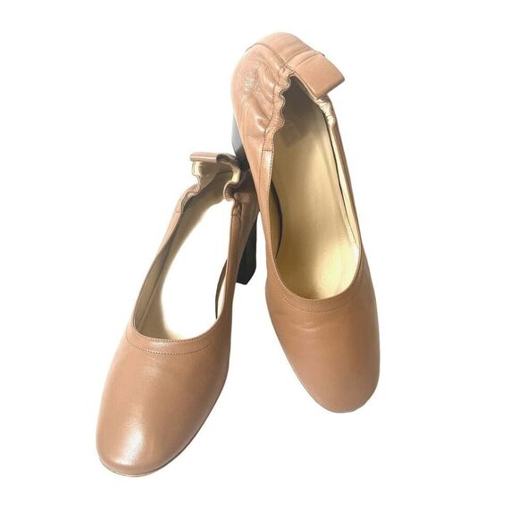 Everlane Women 8.5 Beige Stretch Leather Heel Slip On Comfort Classic Pump Italy - Picture 3 of 10